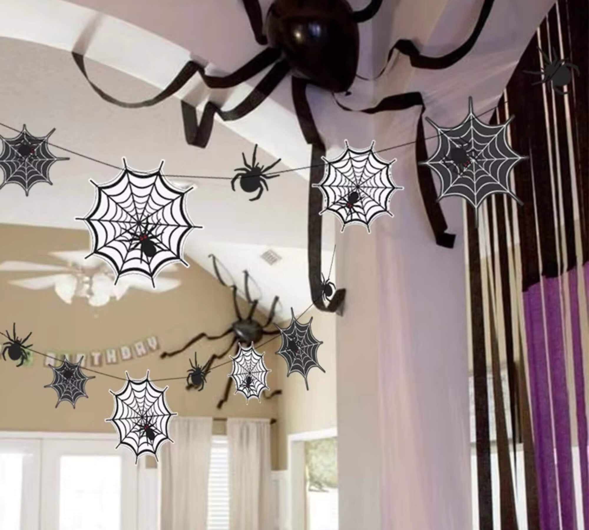 Spider web Halloween hanging banner decoration
