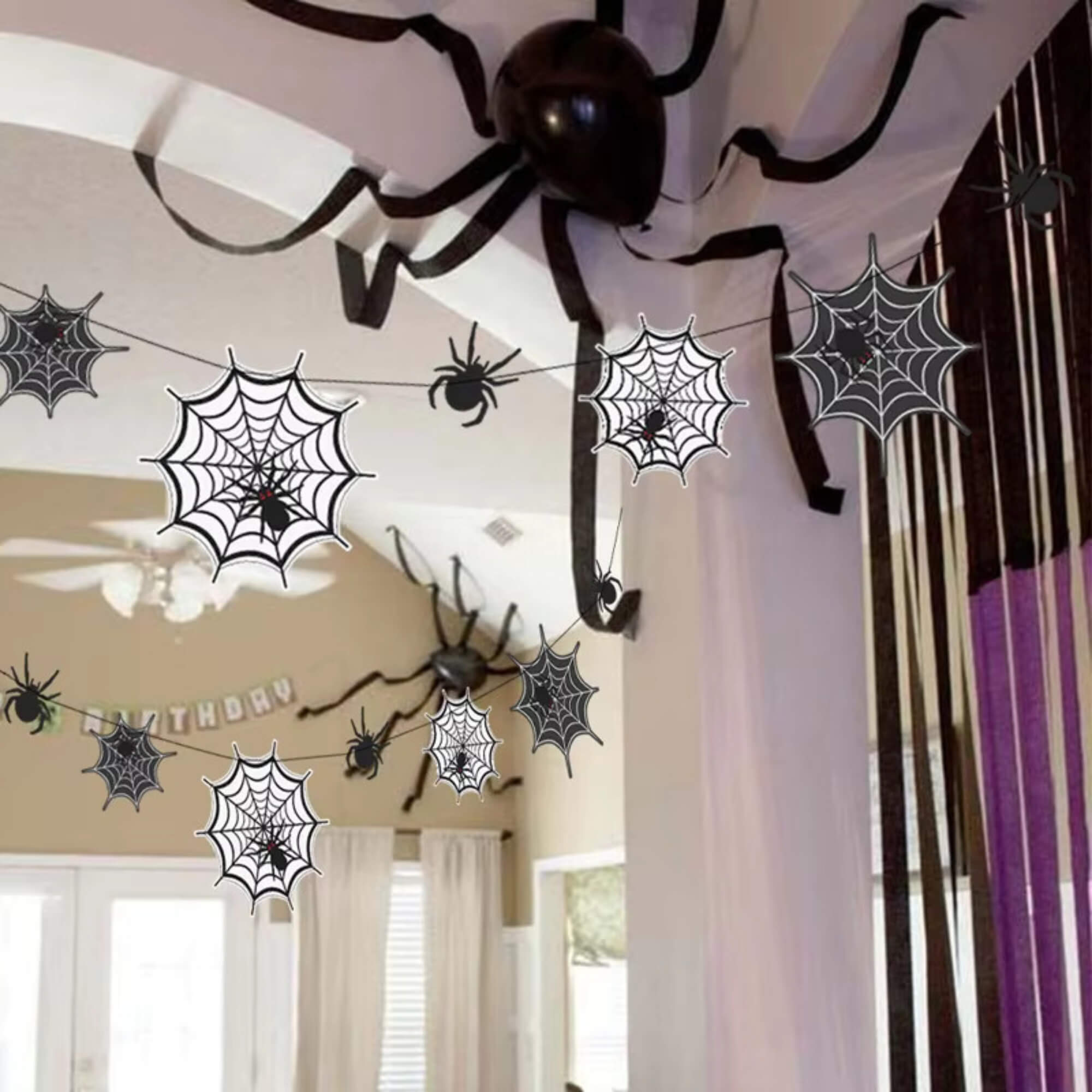 Spider web Halloween hanging banner decoration