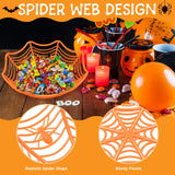 Spider web design Halloween candy bowls, pack of 4, orange colourway, design detail