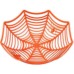 Spider web design Halloween candy bowls, pack of 4, orange colourway