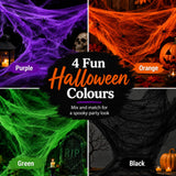 White stretchable Halloween spider web cobweb decoration, colour range