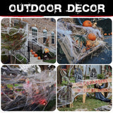 White stretchable Halloween spider web cobweb decoration, outdoor display