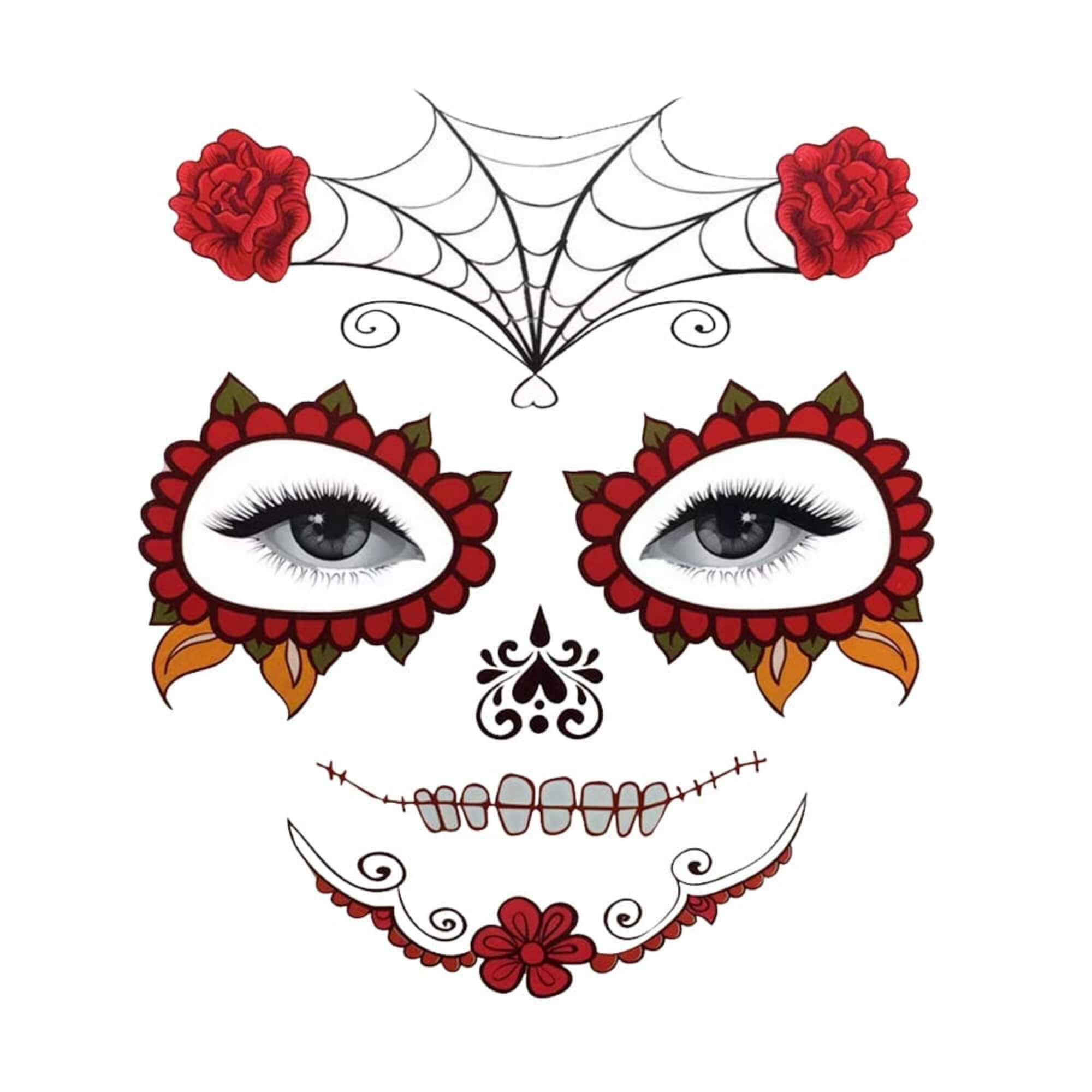 Day of the Dead Halloween costume face makeup, face design