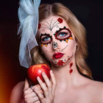 Day of the Dead Halloween costume face makeup, modelled