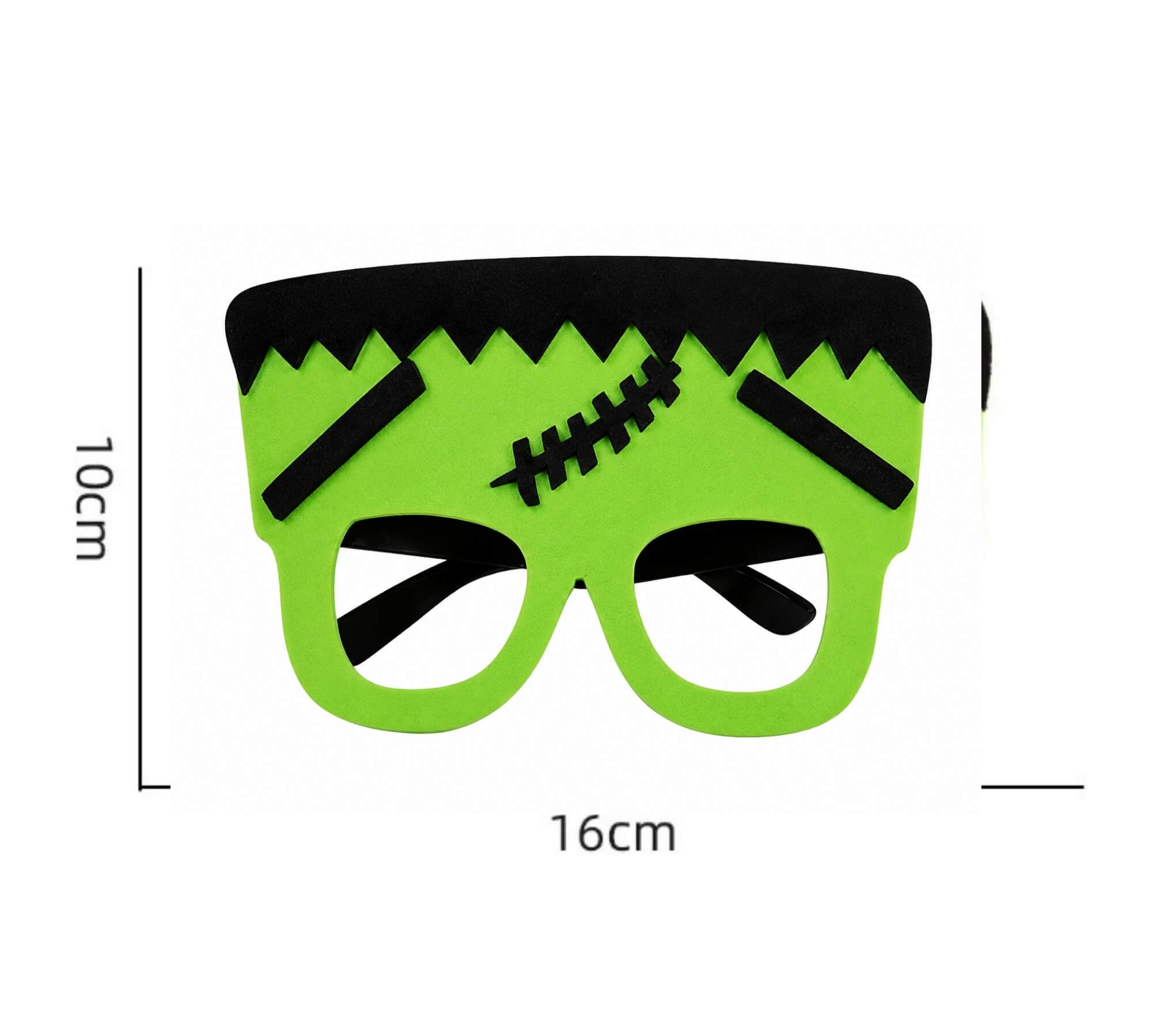 Frankenstein novelty glasses Halloween costume accessory, size measurements