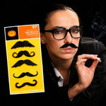 Novelty moustache Halloween costume accessory, modelled