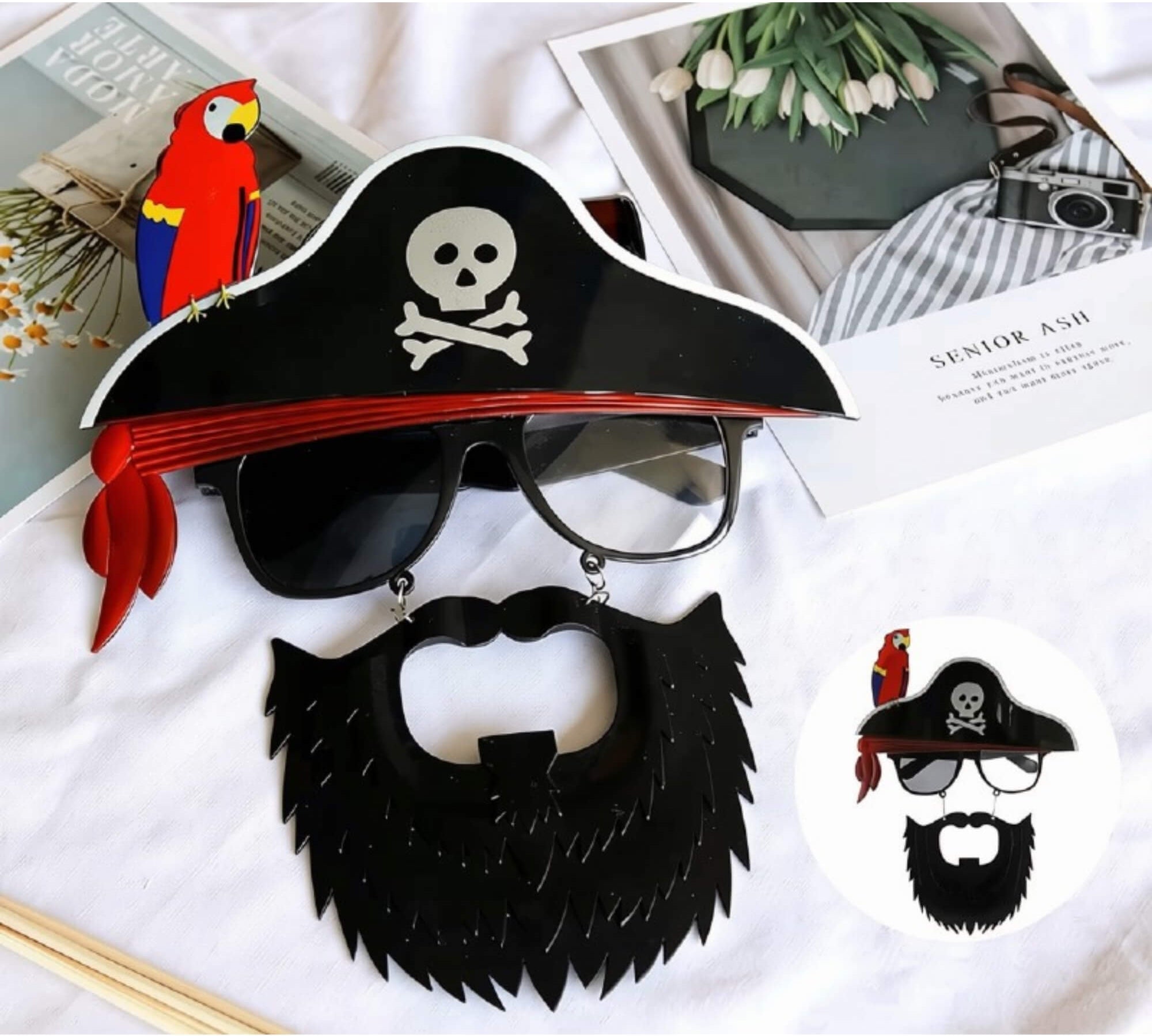 Pirate novelty glasses with beard Halloween costume accessory