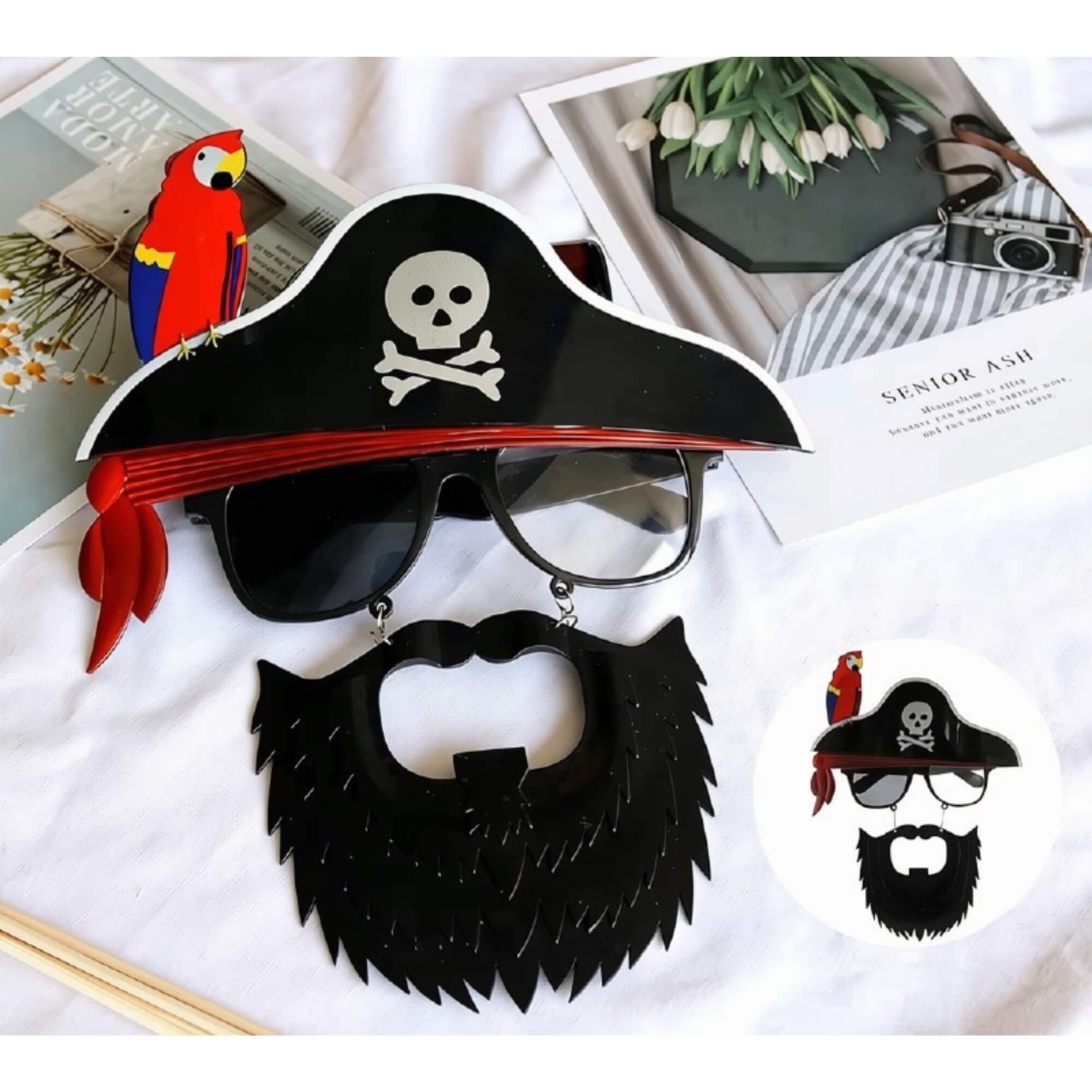 Pirate novelty glasses with beard Halloween costume accessory