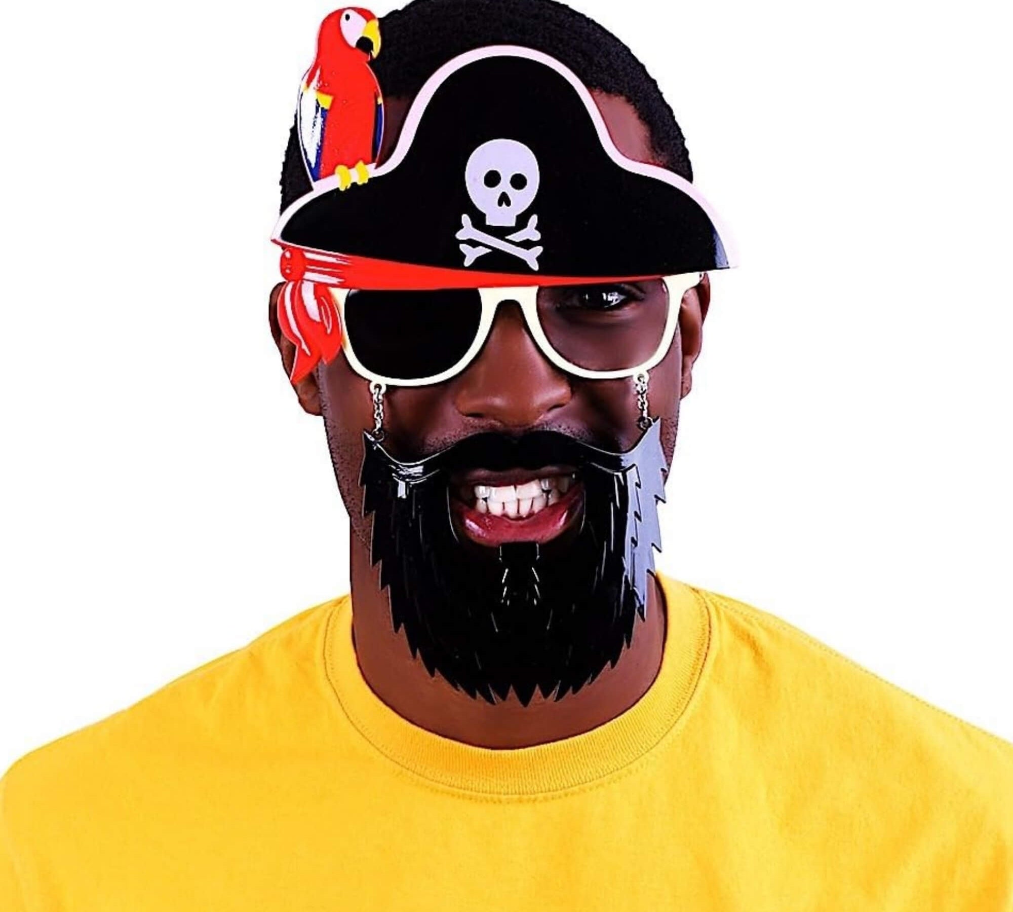 Pirate novelty glasses Halloween costume accessory, modelled