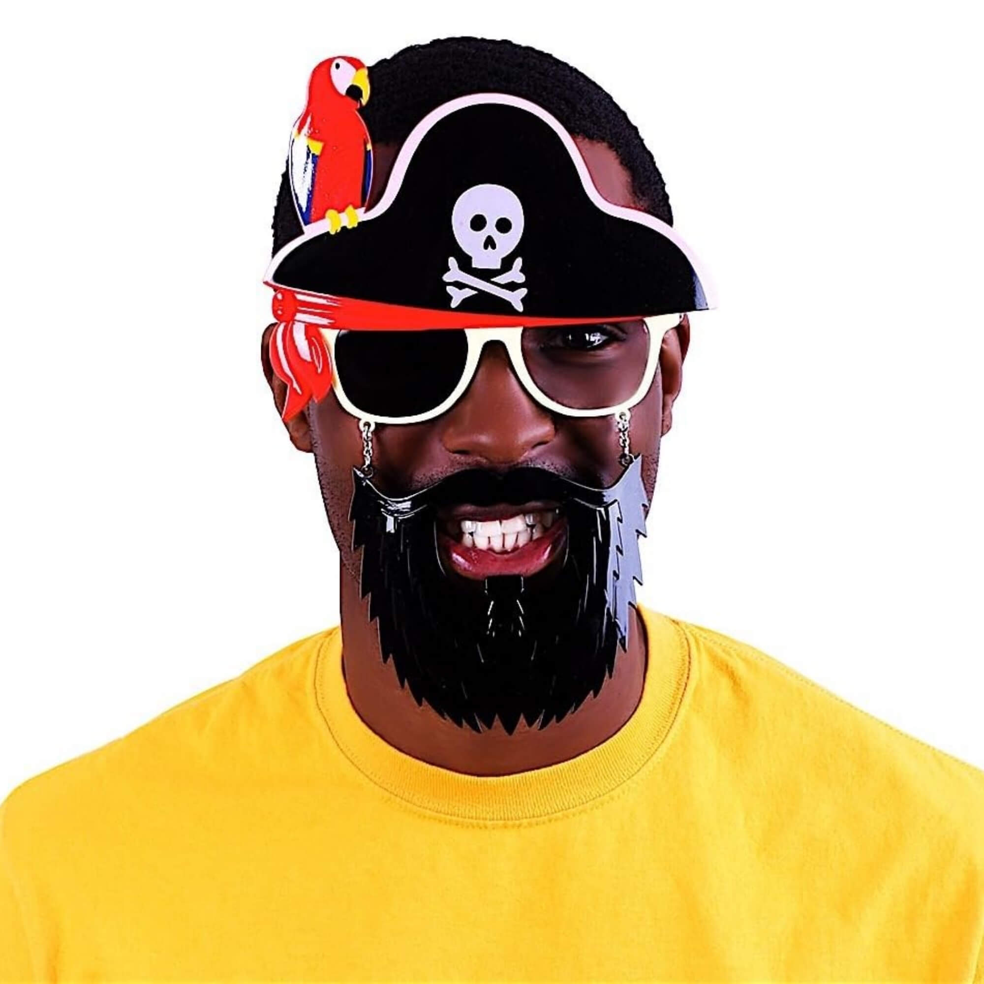 Pirate novelty glasses Halloween costume accessory, modelled