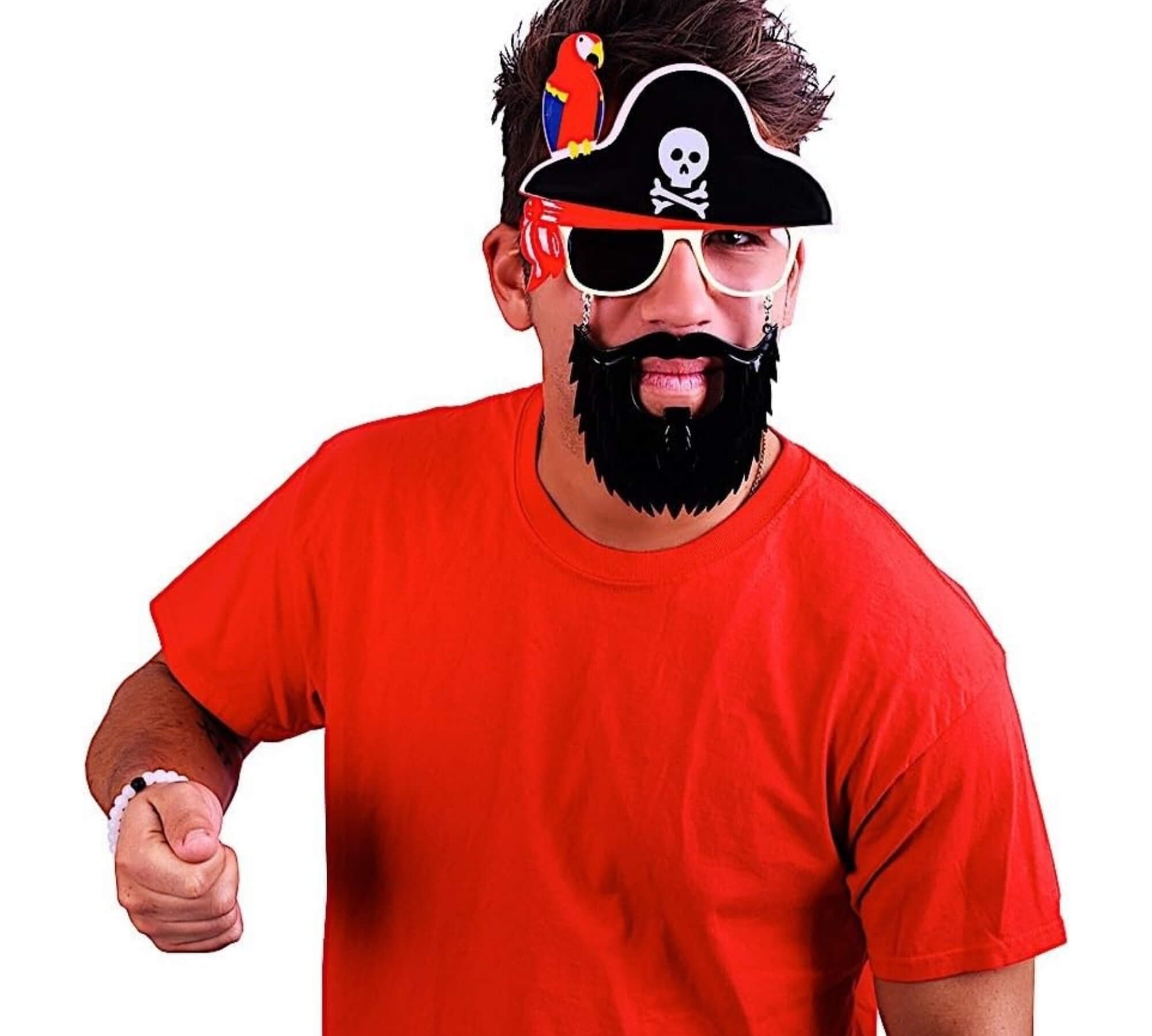 Pirate novelty glasses Halloween costume accessory, modelled