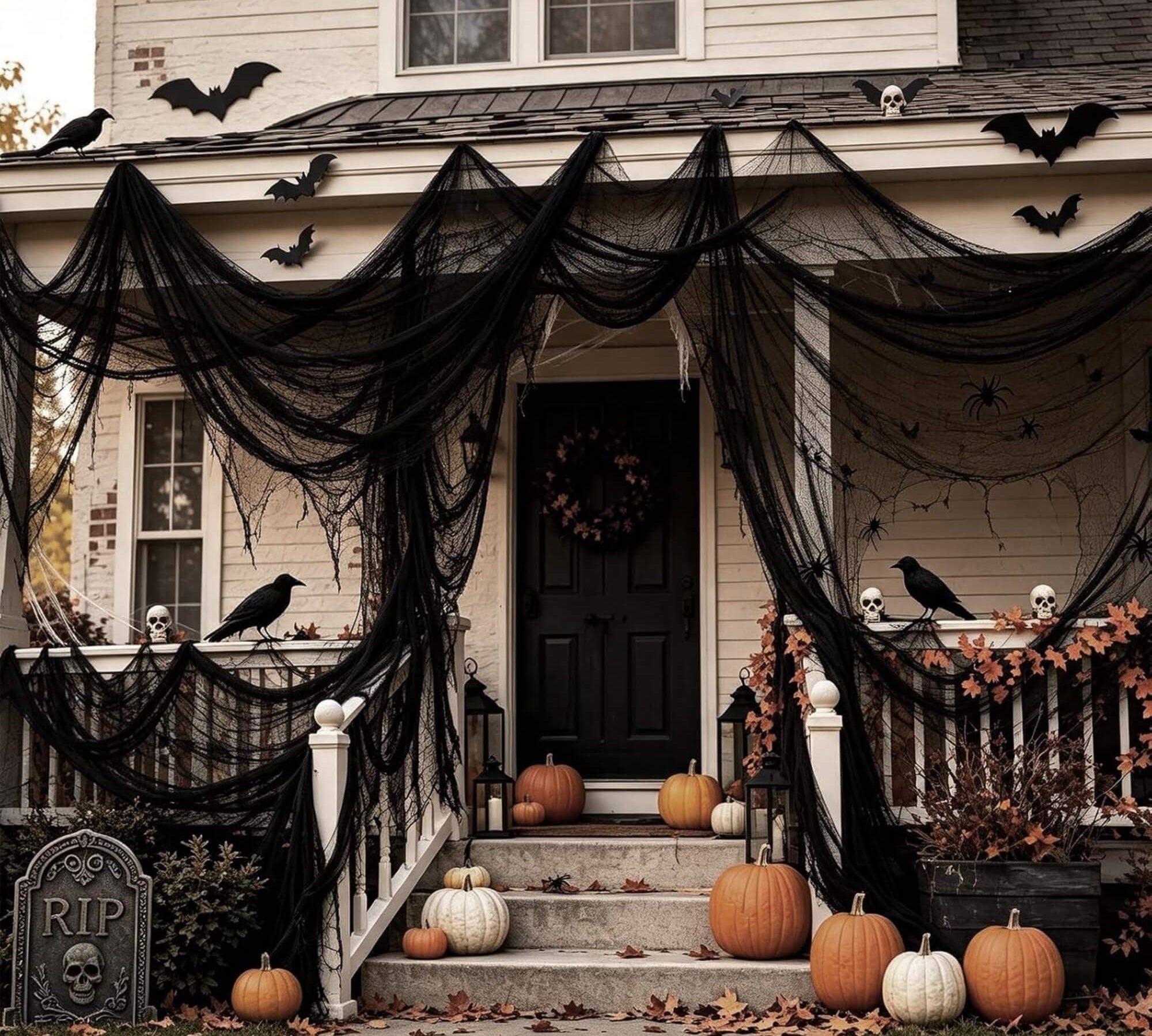 Creepy stretch cloth Halloween decoration, front view