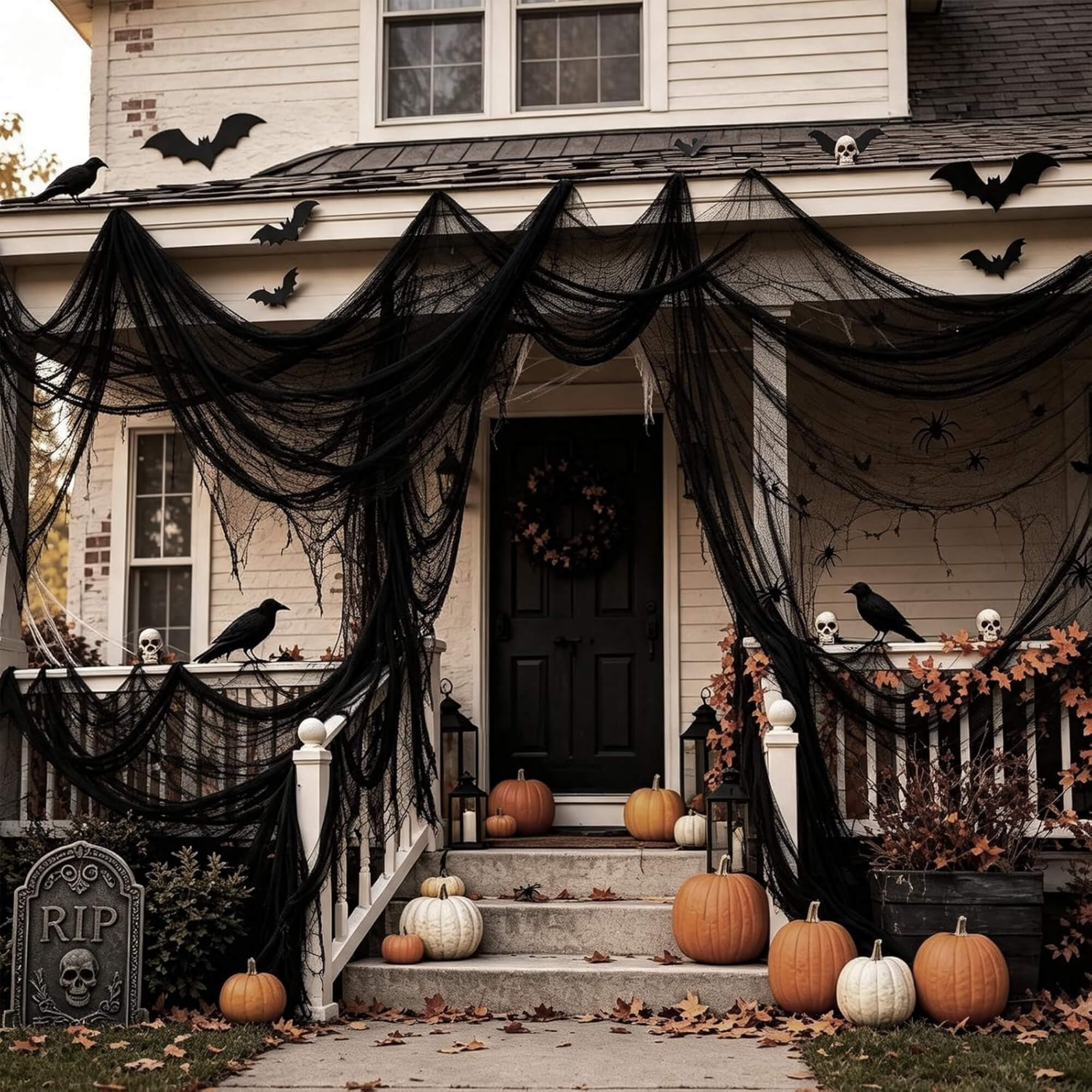 Creepy stretch cloth Halloween decoration, front view