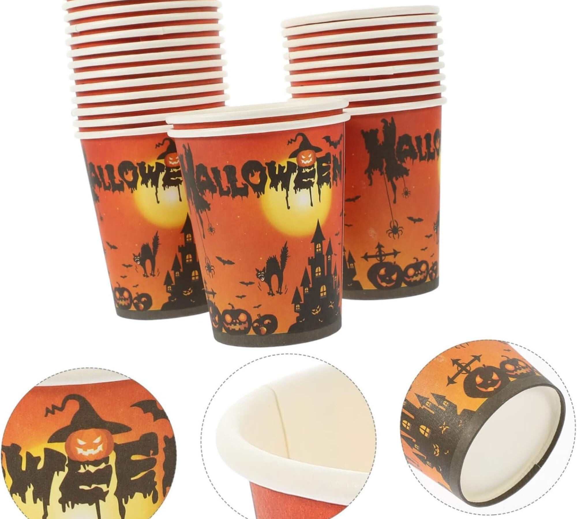 Halloween party cups, bunch display