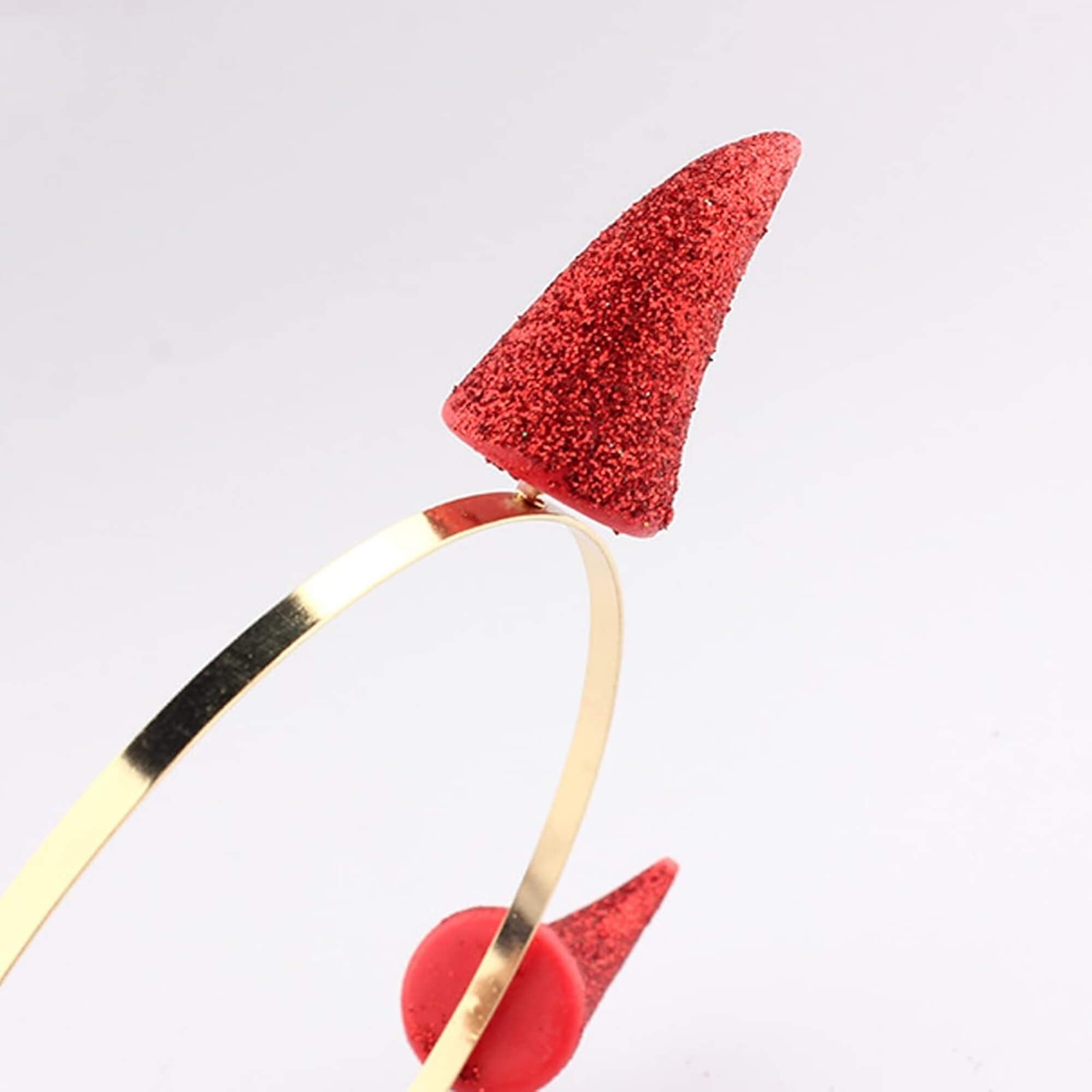 Devil horn headband Halloween costume accessory, close-up view