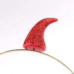 Devil horn headband Halloween costume accessory, close-up view