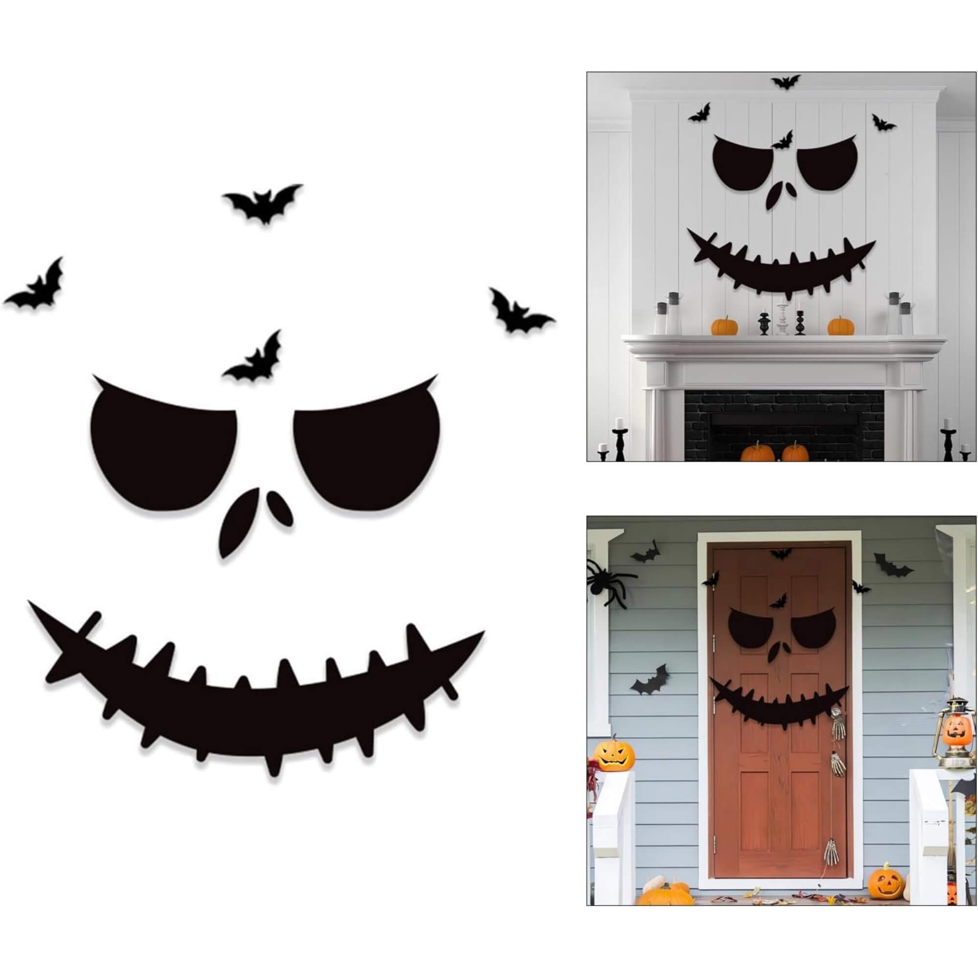 Scary face Halloween front door decoration, triple pack