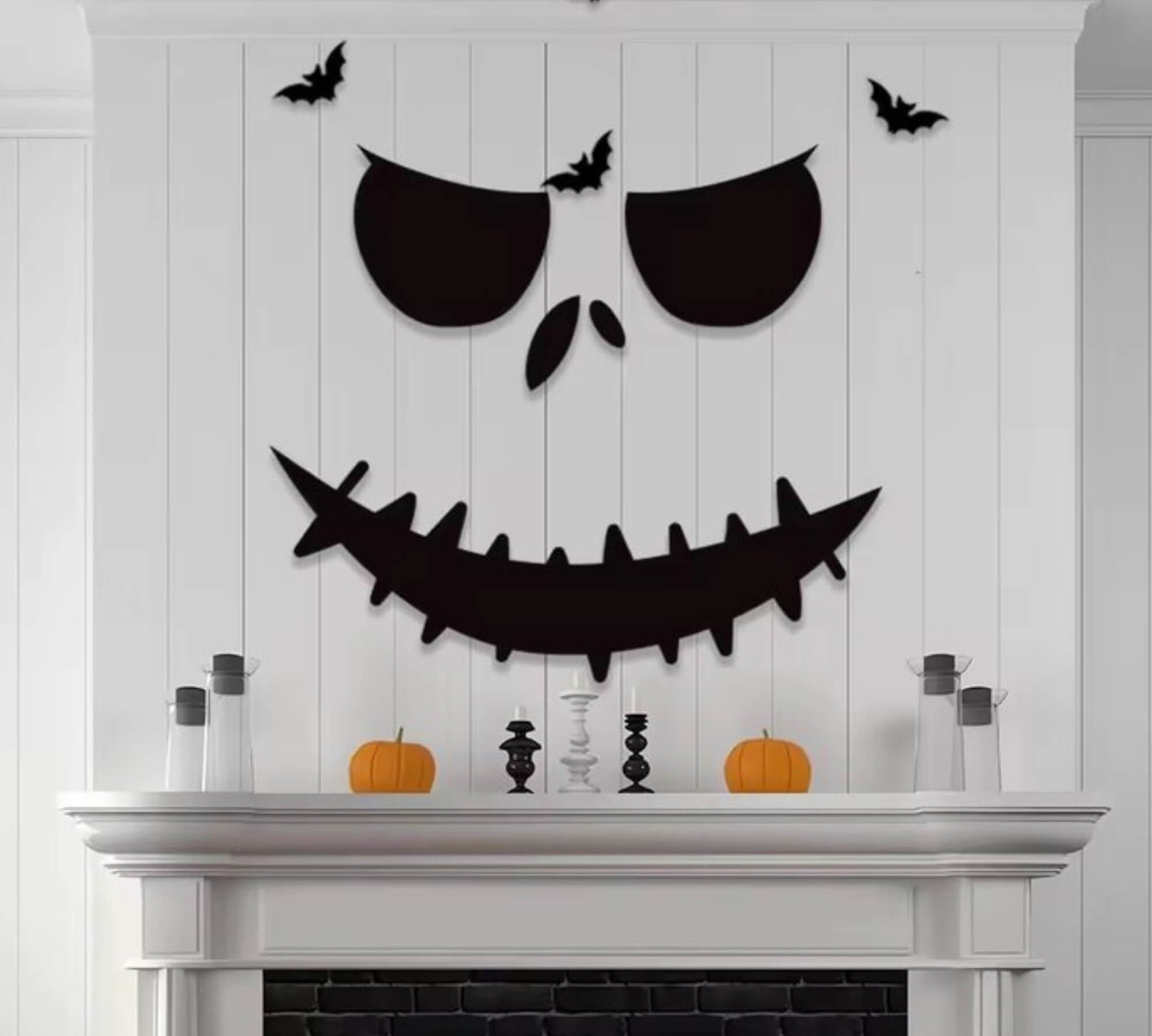 Scary face Halloween front door decoration
