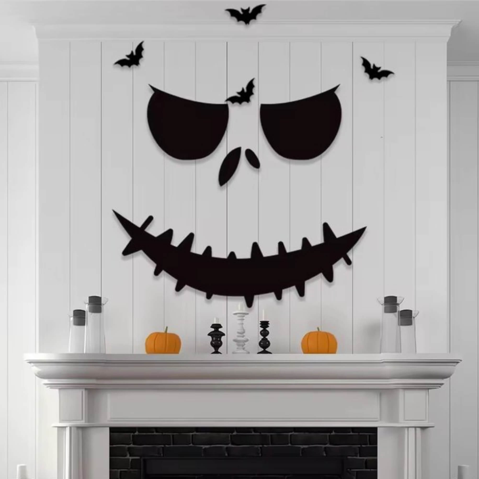 Scary face Halloween front door decoration
