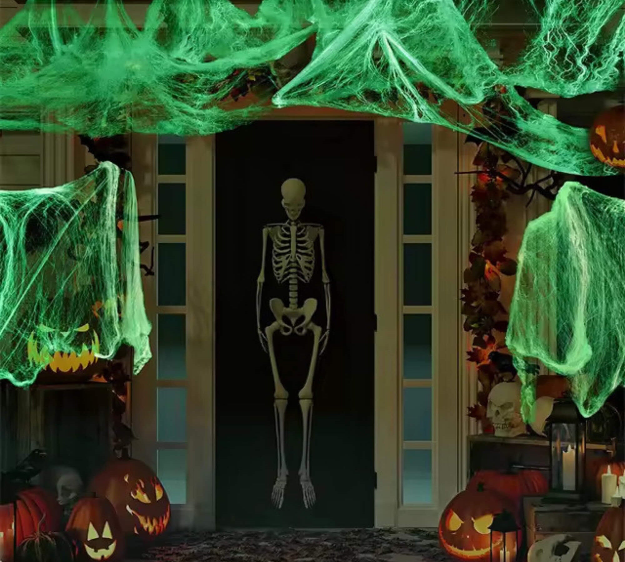 Glow-in-the-dark Halloween spider web cobweb decoration