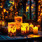 LED flameless candles Halloween decoration, pack of 3, styled scene