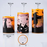 LED flameless candles Halloween decoration, pack of 3, size guide