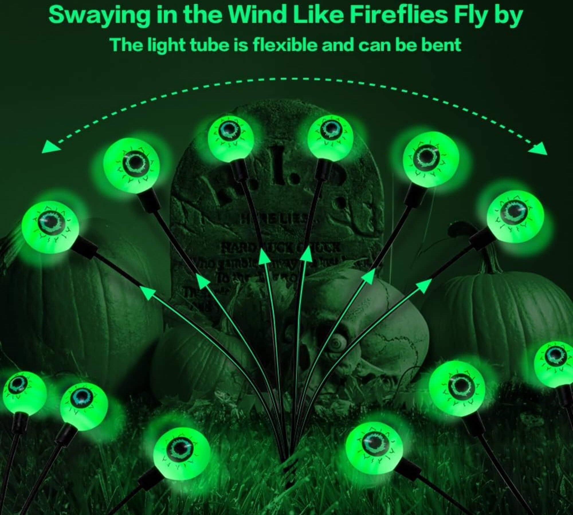 LED light-up eyeball bouquet Halloween garden decoration, outdoor wind test