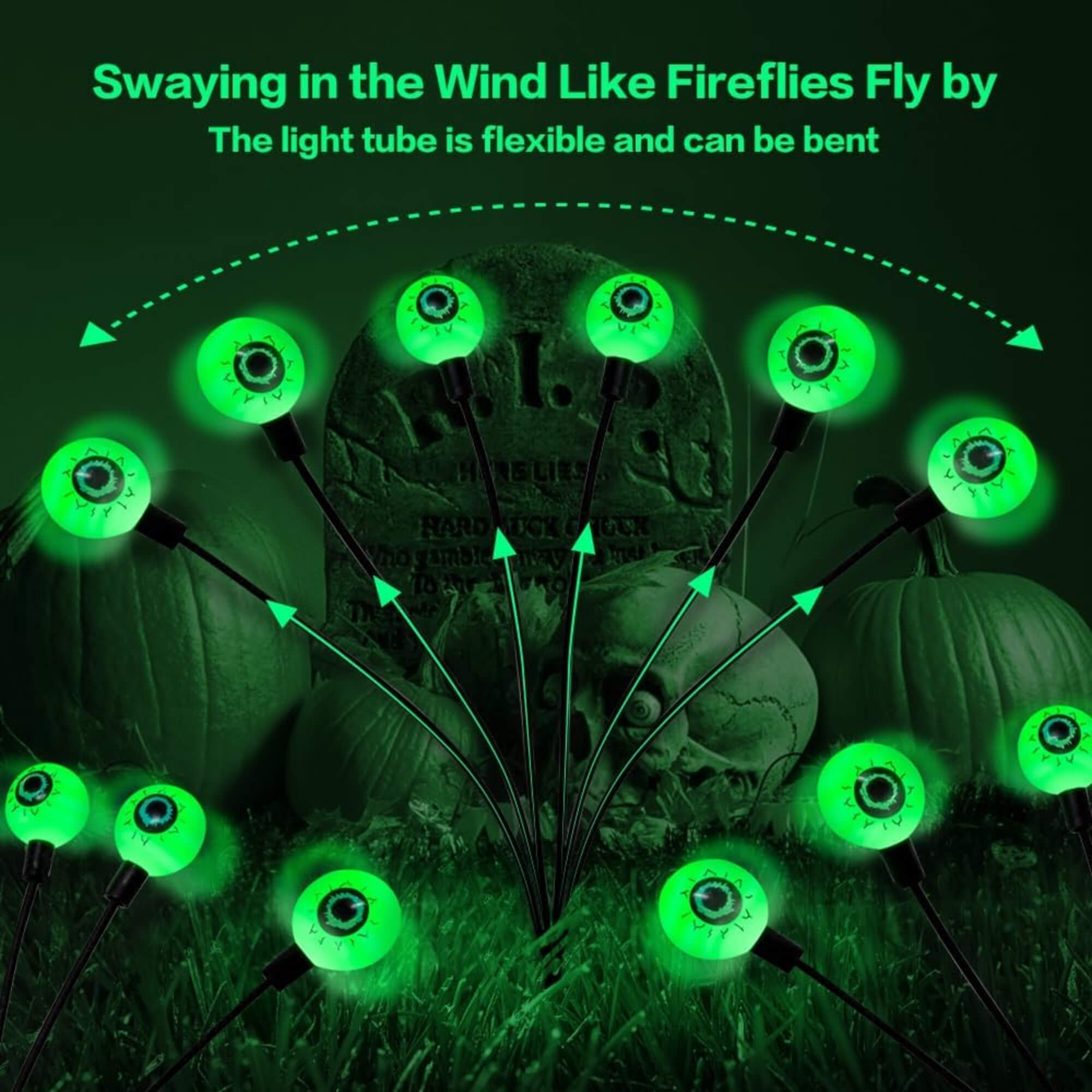 LED light-up eyeball bouquet Halloween garden decoration, outdoor wind test