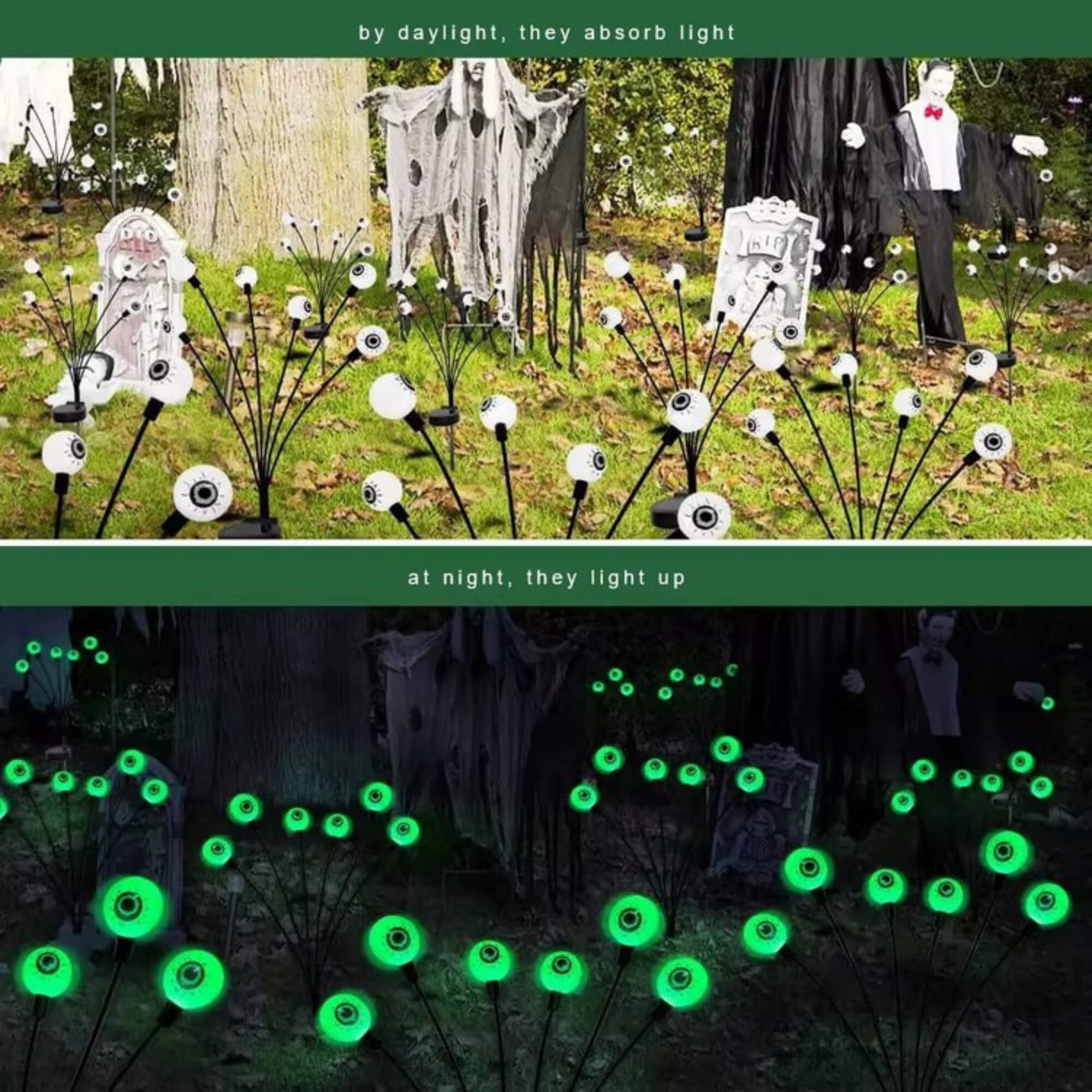 LED light-up eyeball bouquet Halloween garden decoration, with lights