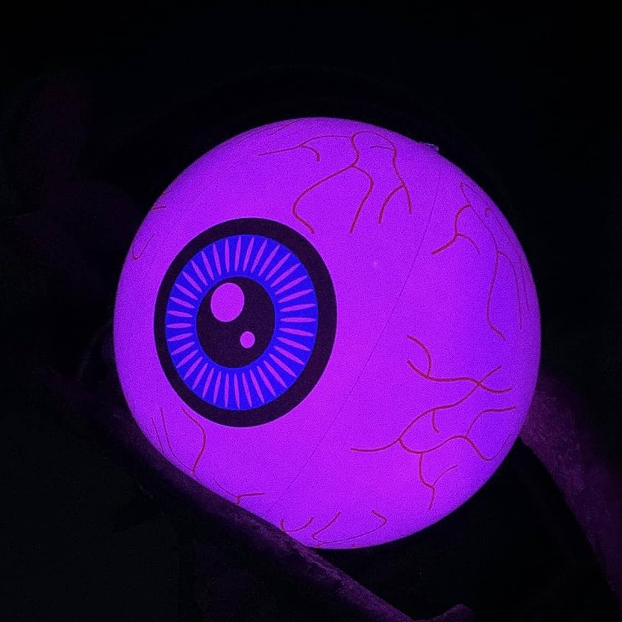 Large LED light-up eyeball Halloween decoration, purple colourway