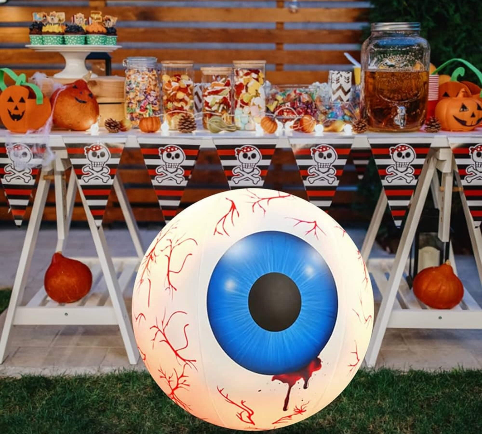 Large LED light-up eyeball Halloween decoration, table setting