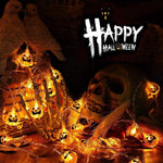 Pumpkin LED fairy lights Halloween decoration, happy face design