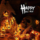 Pumpkin LED fairy lights Halloween decoration, happy face design