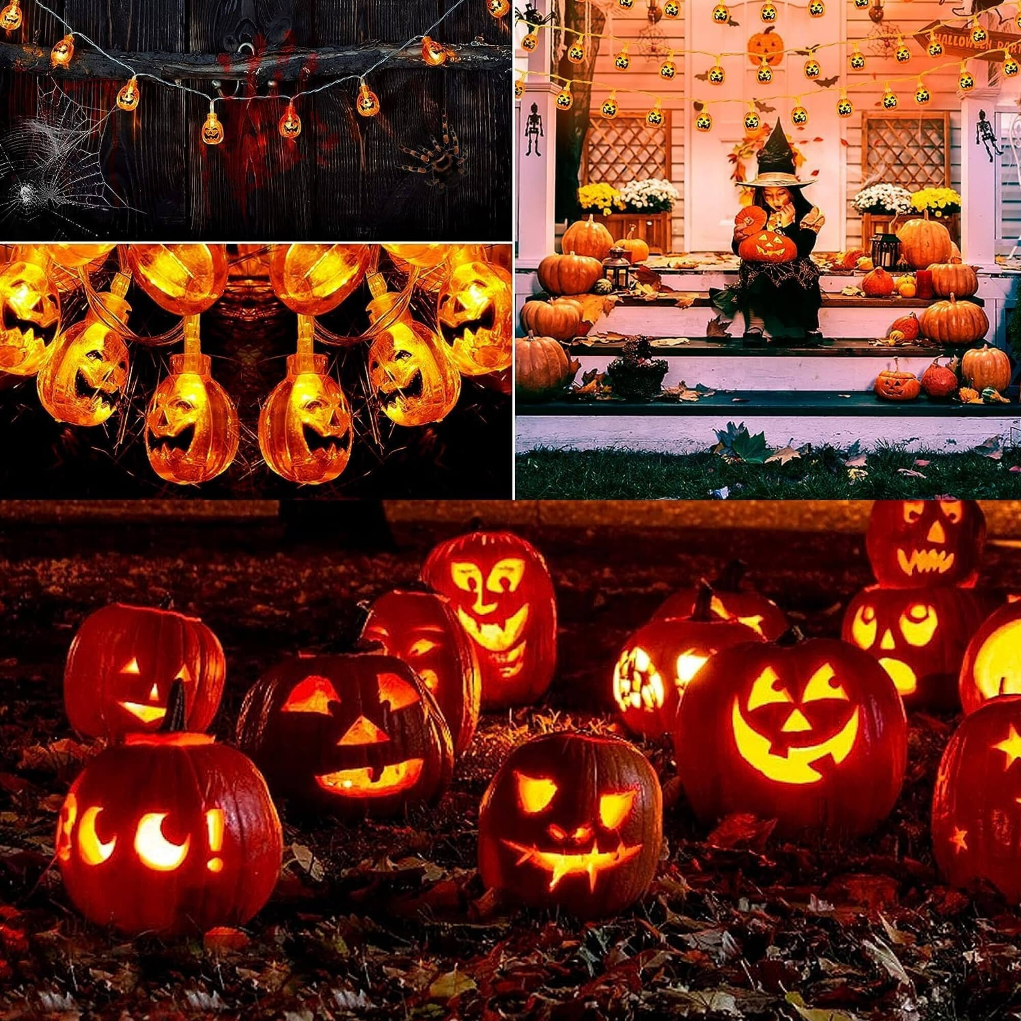 Pumpkin LED fairy lights Halloween decoration, styled scene