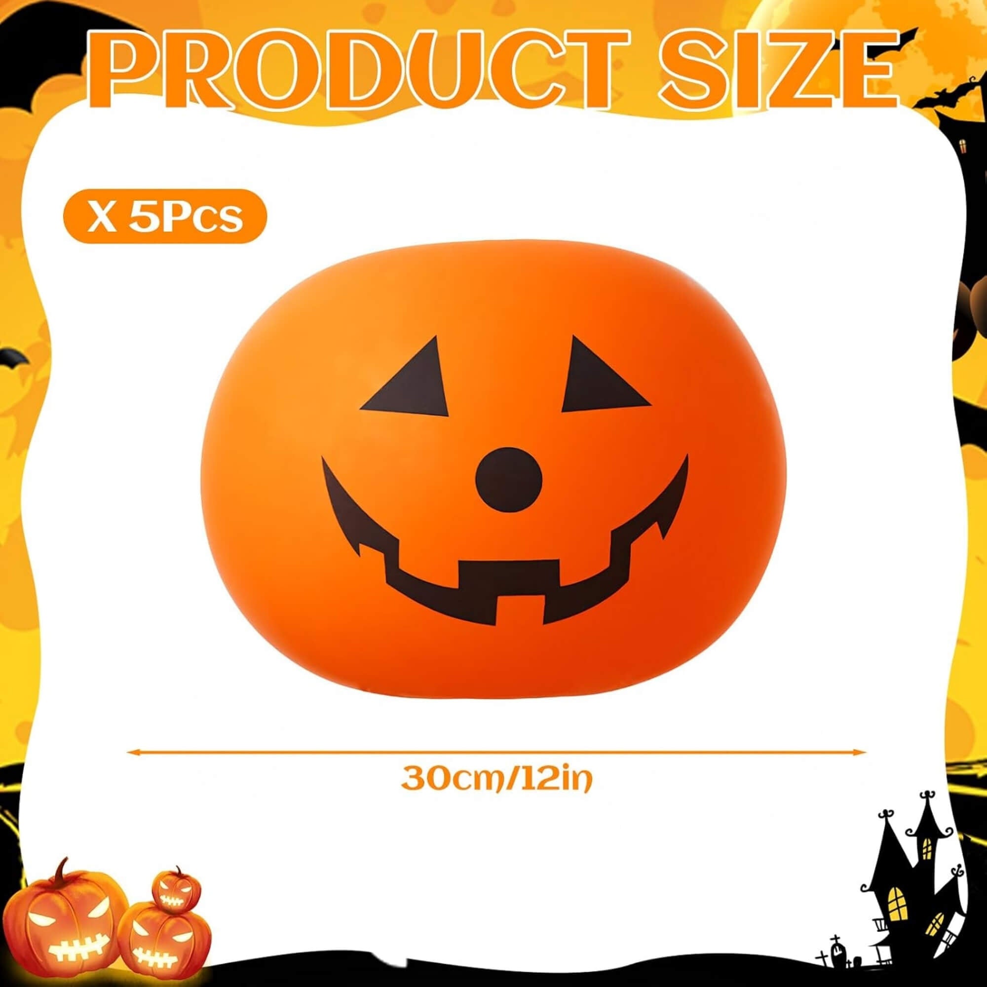 LED pumpkin string lights Halloween decoration, size guide