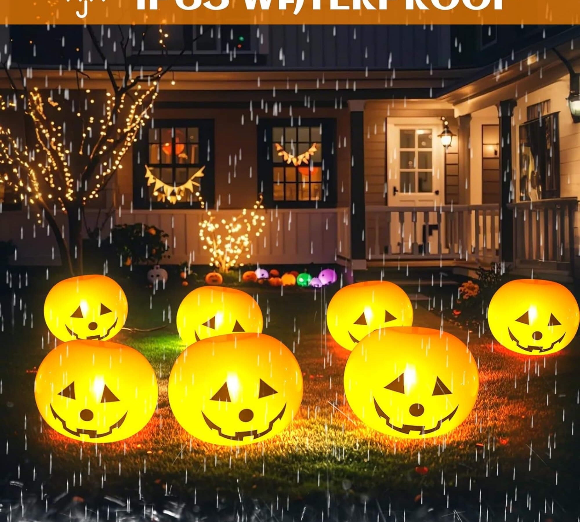 LED pumpkin string lights Halloween decoration, waterproof feature