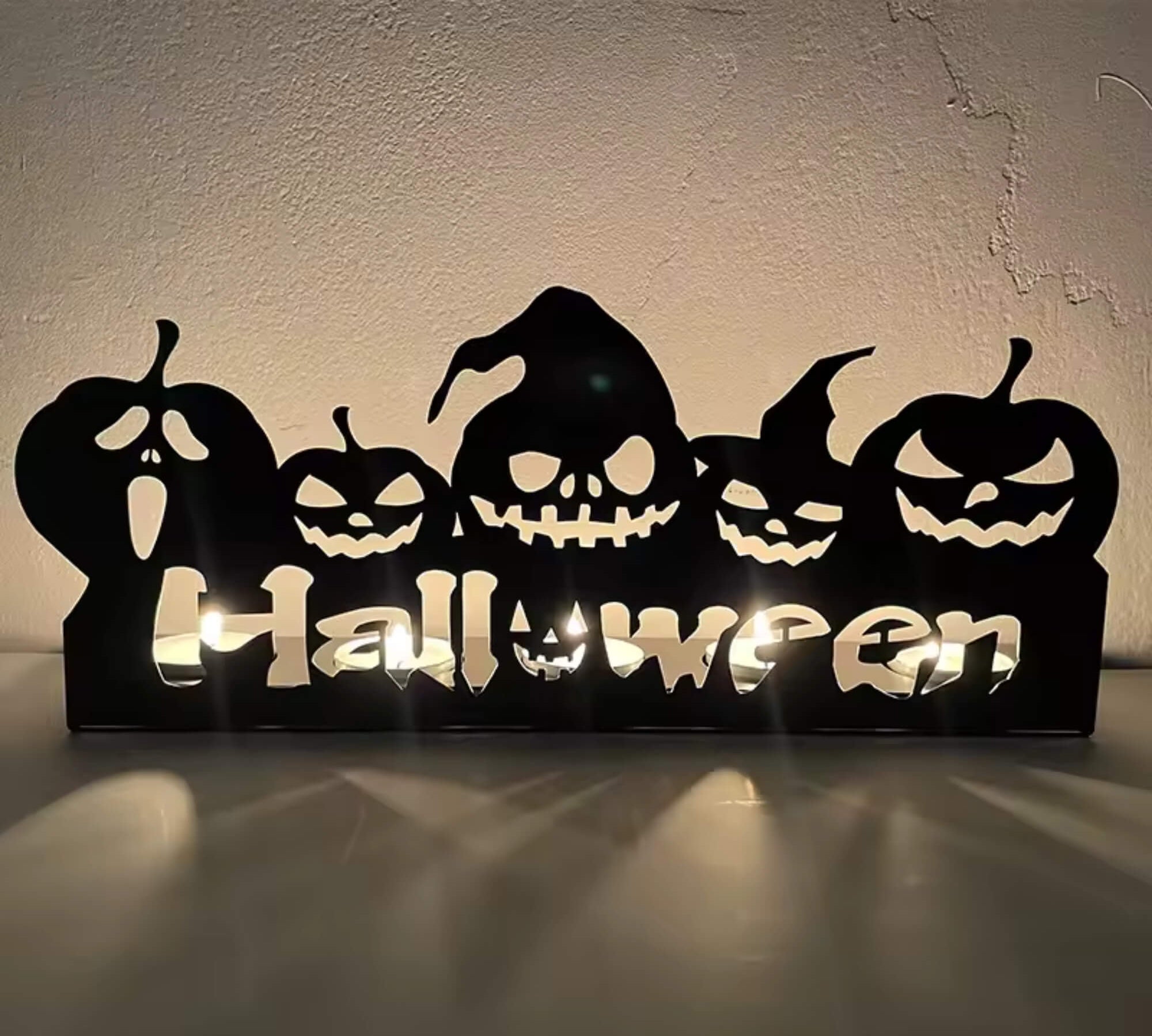 Metal Halloween candle holder decoration