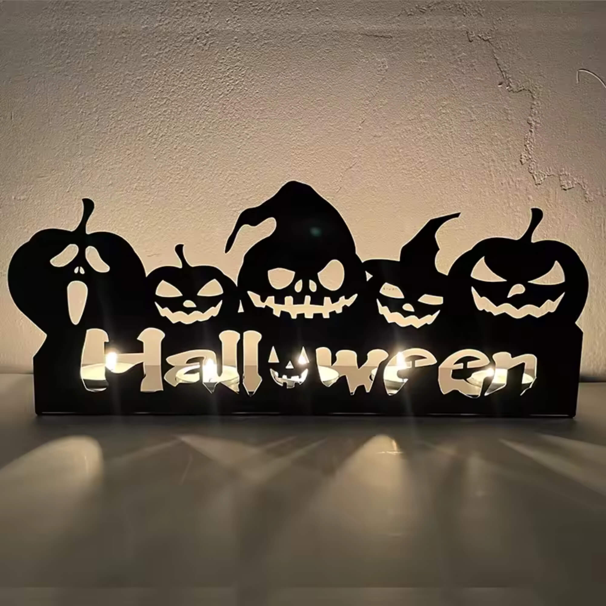 Metal Halloween candle holder decoration