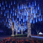 Meteor shower falling rain LED lights Halloween decoration, hung on a tree