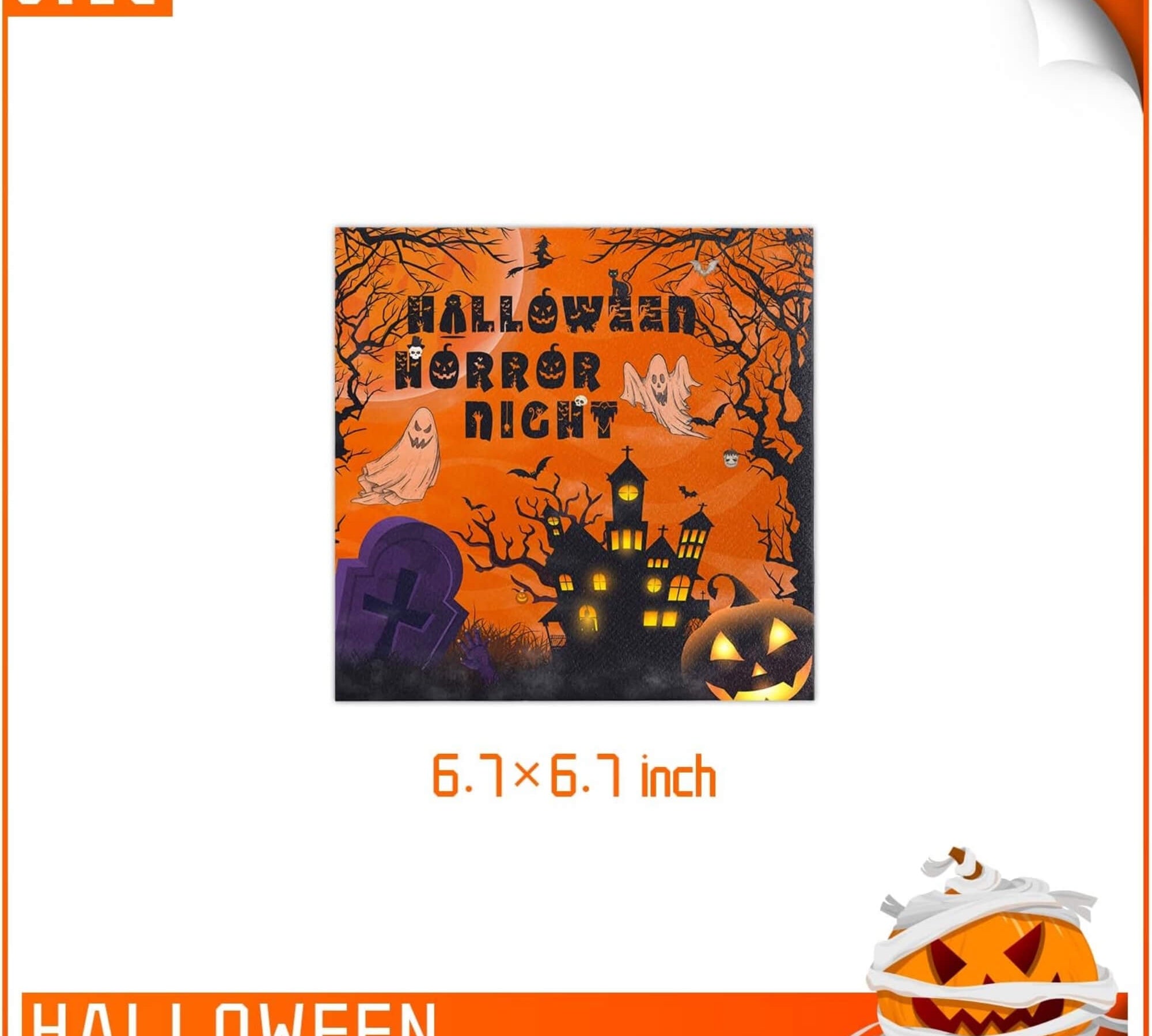 Halloween party napkins, size guide