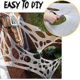 Outdoor stretch spider web Halloween decoration, DIY styling idea