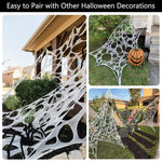 Outdoor stretch spider web Halloween decoration, sold in a pair