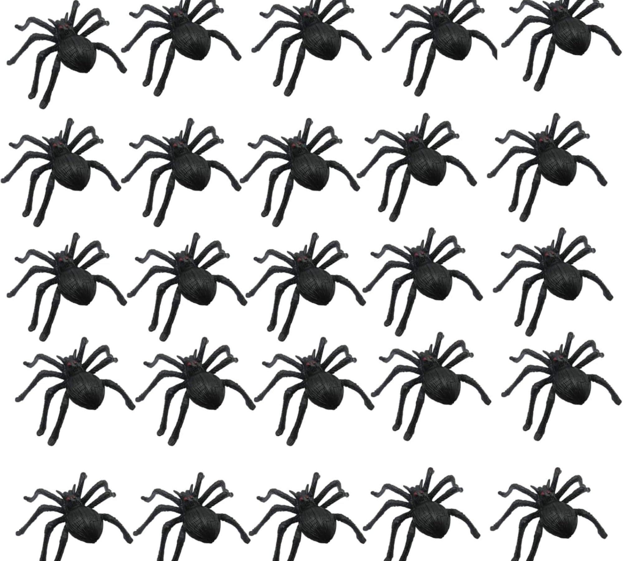 Plastic Halloween spider decoration, group display