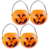 Jack-o'-lantern pumpkin trick-or-treat bucket Halloween decoration, set of four