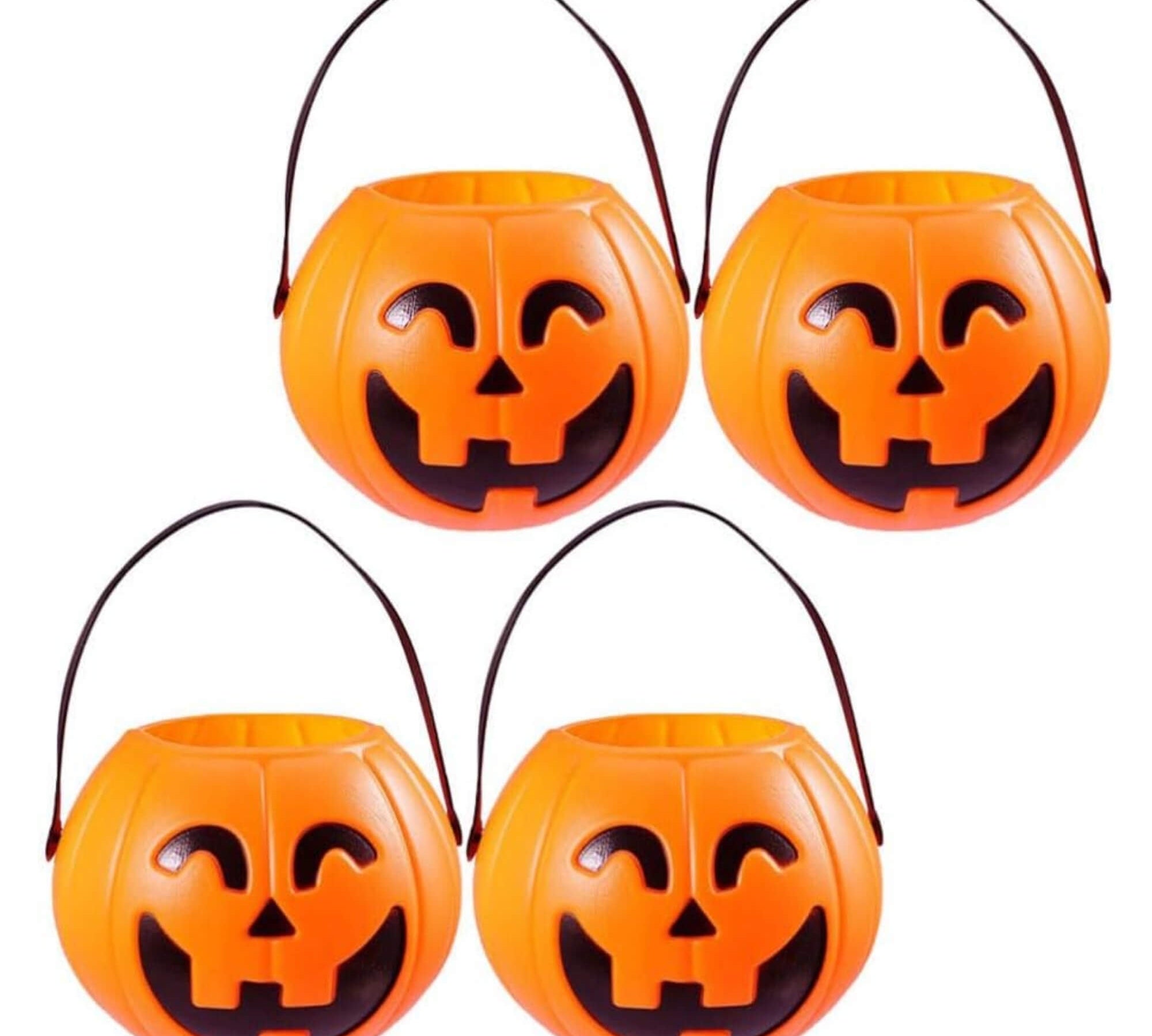 Jack-o'-lantern pumpkin trick-or-treat bucket Halloween decoration, set of four