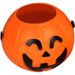 Jack-o'-lantern pumpkin trick-or-treat bucket Halloween decoration, top view