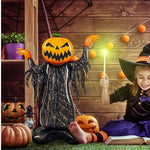 Pumpkin head Halloween balloon decoration, in a cubby setting