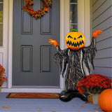Pumpkin head Halloween balloon decoration, on a front door