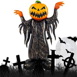 Pumpkin head Halloween balloon decoration, graveyard scene