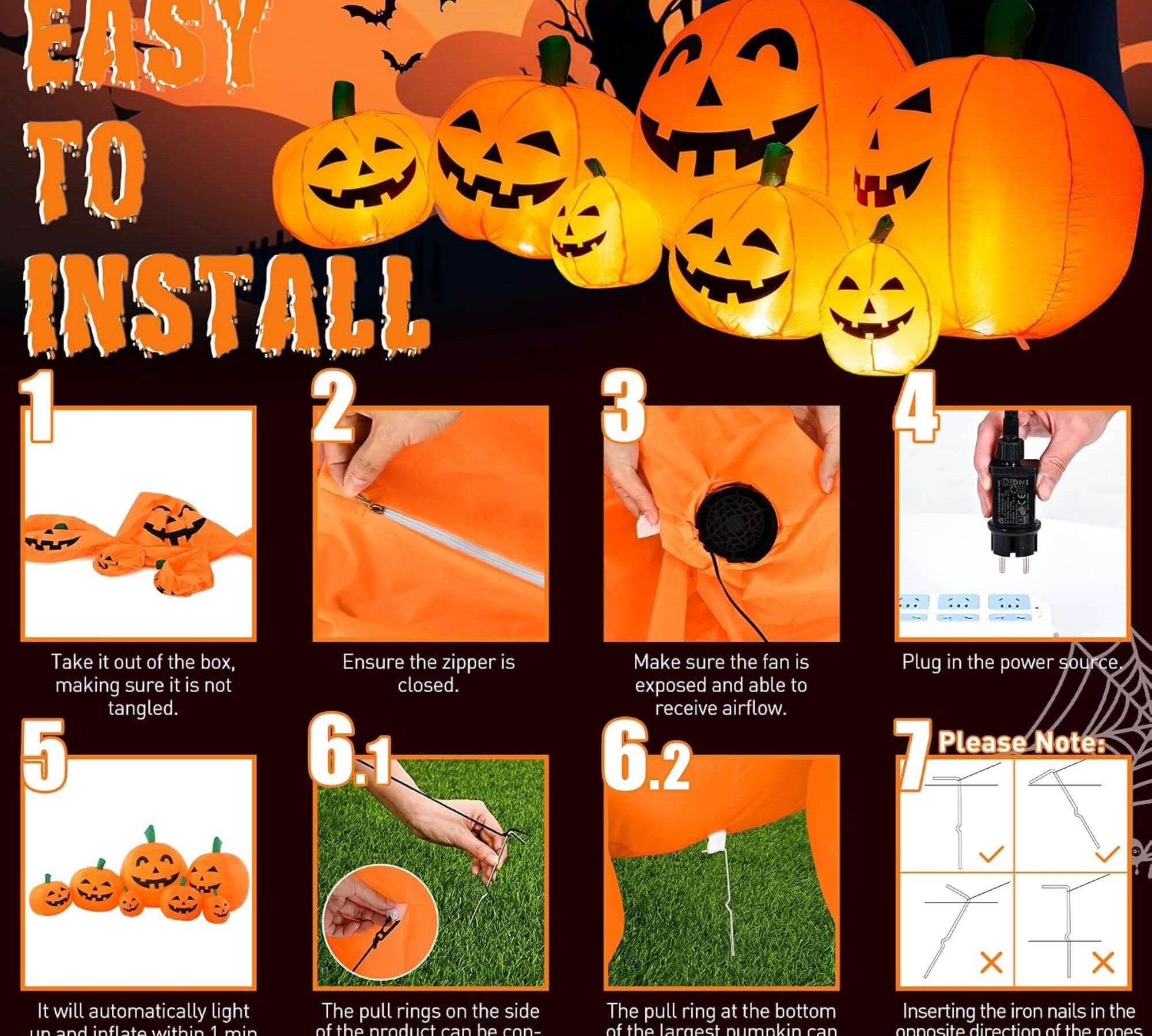 Inflatable Pumpkin Set, Outdoor LED